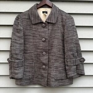 J. Crew Textured Tweed Blazer Jacket Women Size 10 Collar Buttons Pockets Office